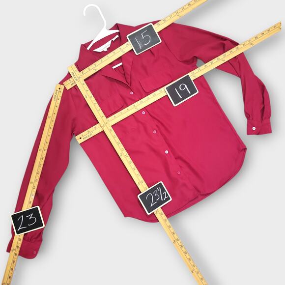 Vintage Blouse Susan Hutton Womens 8 Raspberry Pink Long Sleeve Button Up Office - Picture 4 of 10